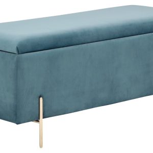 MYSTICA UPHOLSTERED OTTOMAN BOX STORAGE BENCH FABRIC BLANKET BOX STOOL TEAL