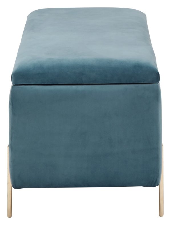 MYSTICA UPHOLSTERED OTTOMAN BOX STORAGE BENCH FABRIC BLANKET BOX STOOL TEAL - Image 5