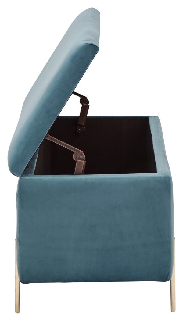 MYSTICA UPHOLSTERED OTTOMAN BOX STORAGE BENCH FABRIC BLANKET BOX STOOL TEAL - Image 6
