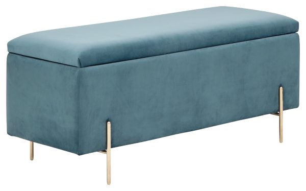 MYSTICA UPHOLSTERED OTTOMAN BOX STORAGE BENCH FABRIC BLANKET BOX STOOL TEAL