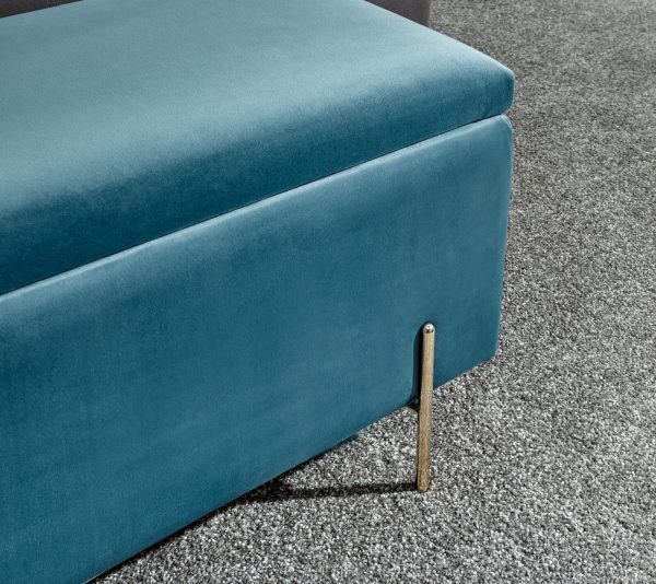 MYSTICA UPHOLSTERED OTTOMAN BOX STORAGE BENCH FABRIC BLANKET BOX STOOL TEAL - Image 10