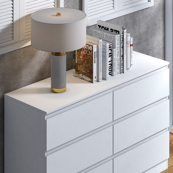 Matt White Chest Of 6 Drawers Bedroom Furniture Scratch Resistant - Image 3