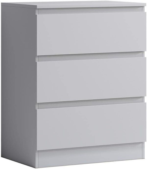 Matt White Chest of Drawers 3 Drawer Scratch Resistant - Image 3