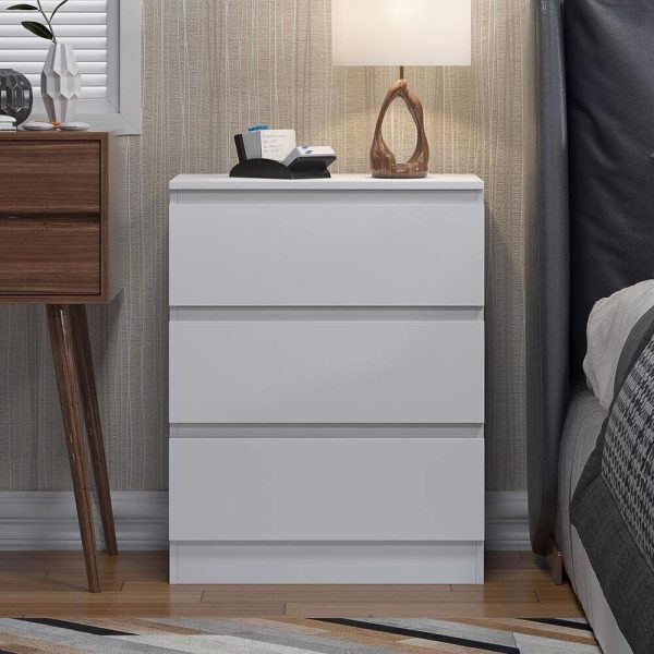 Matt White Chest of Drawers 3 Drawer Scratch Resistant - Image 4
