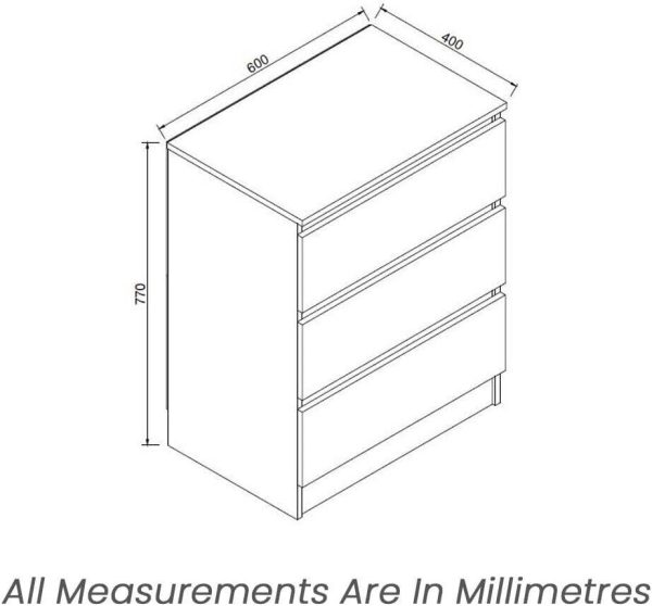 Matt White Chest of Drawers 3 Drawer Scratch Resistant - Image 6