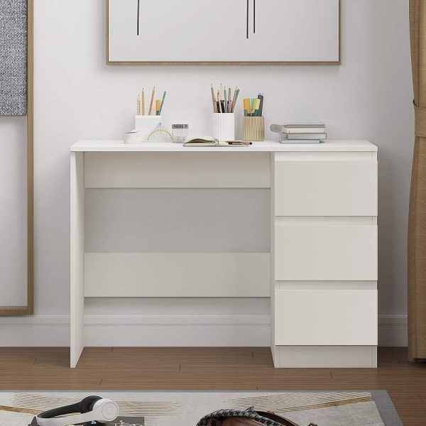 Matt White Dressing Table 3 Drawers with Matt Frame Home Office Desk - Image 4