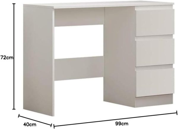 Matt White Dressing Table 3 Drawers with Matt Frame Home Office Desk - Image 6