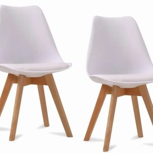Pair of Louvre White Dining Chairs Brand New Free Delivery