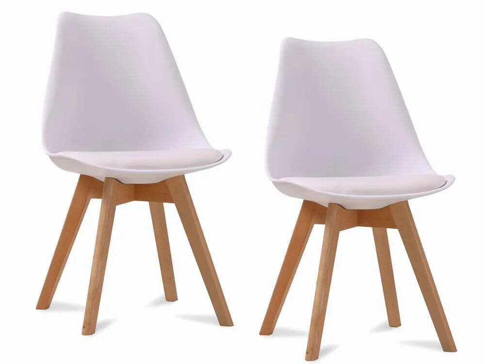 Pair of Louvre White Dining Chairs Brand New Free Delivery