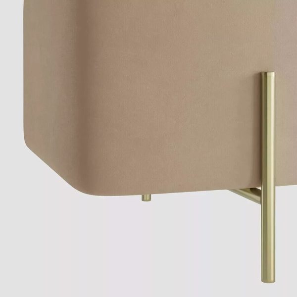 STORAGE OTTOMAN/BLANKET BOX BEIGE VELVET LOLA BRUSHED GOLD LEGS BRAND NEW - Image 4