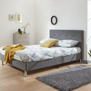 Tucson 4ft 6 Double Grey Hopsack Fabric Bed in a Box strong sturdy